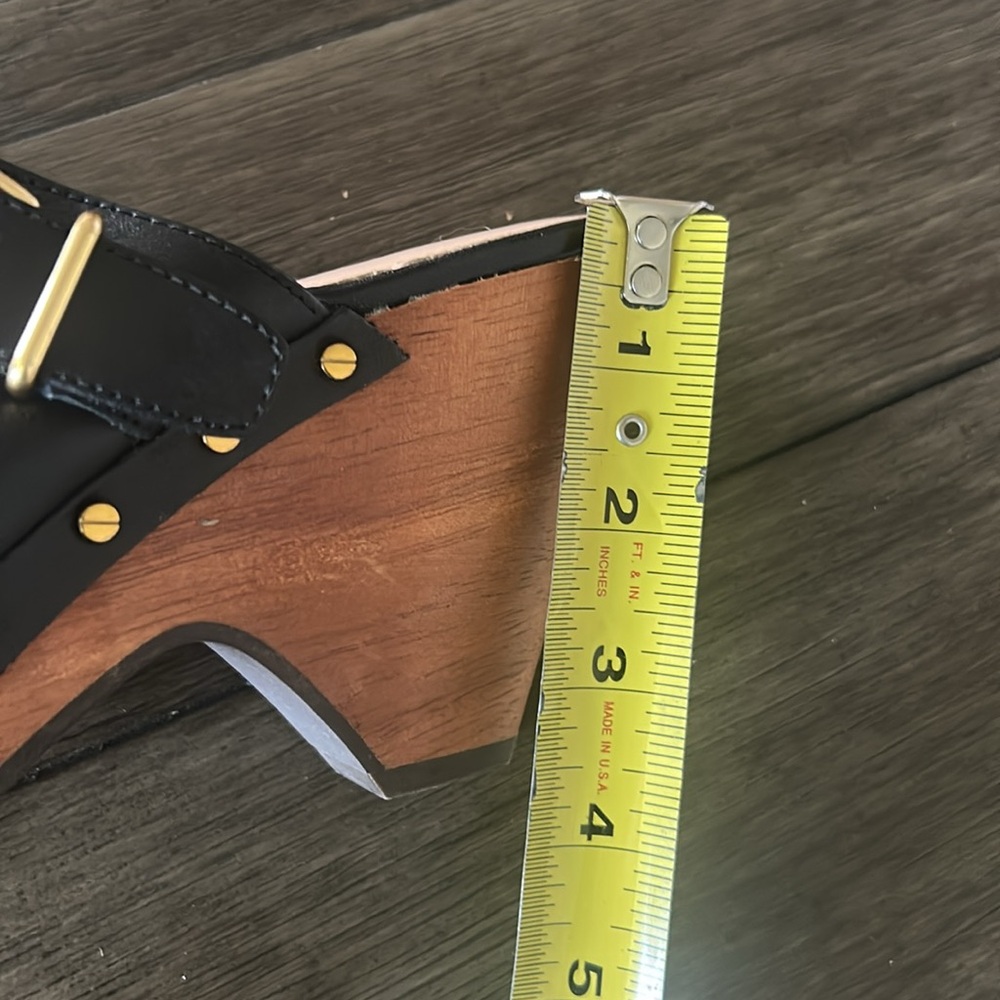 Veronica Beard Black and Brown Mules with Gold Accents - Picture 15 of 16